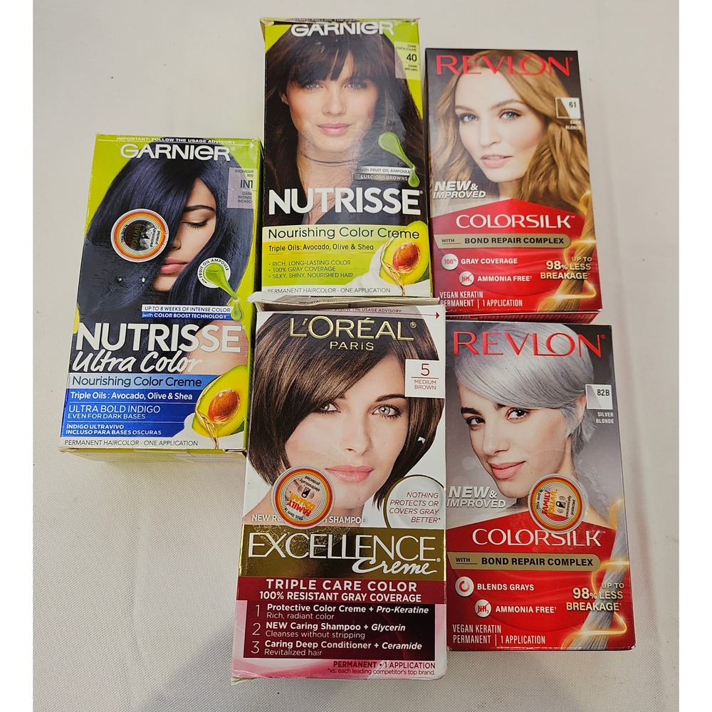 Hair Color Bundle Garnier Nutrisse L'Oreal Excellence Revlon Colorsilk 5 Box Lot